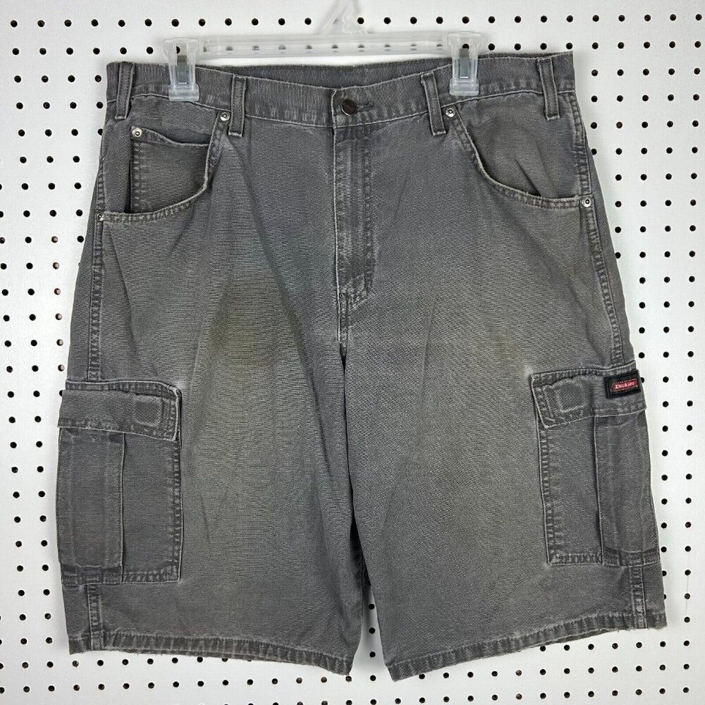 Dickies Cargo Shorts Size‎ 36 Work Wear Grunge Skater Y2K Baggy Distressed Gray
